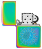 Zippo Sun Design Multi-Color Windproof Lighter with its lid open and unlit.