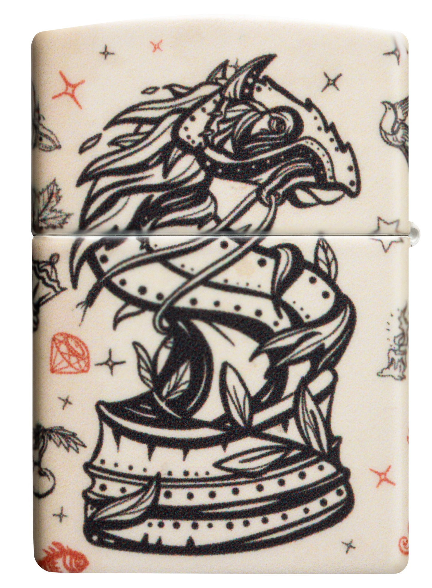 Back view of Zippo Checkmate Design 540 Matte Windproof Lighter.