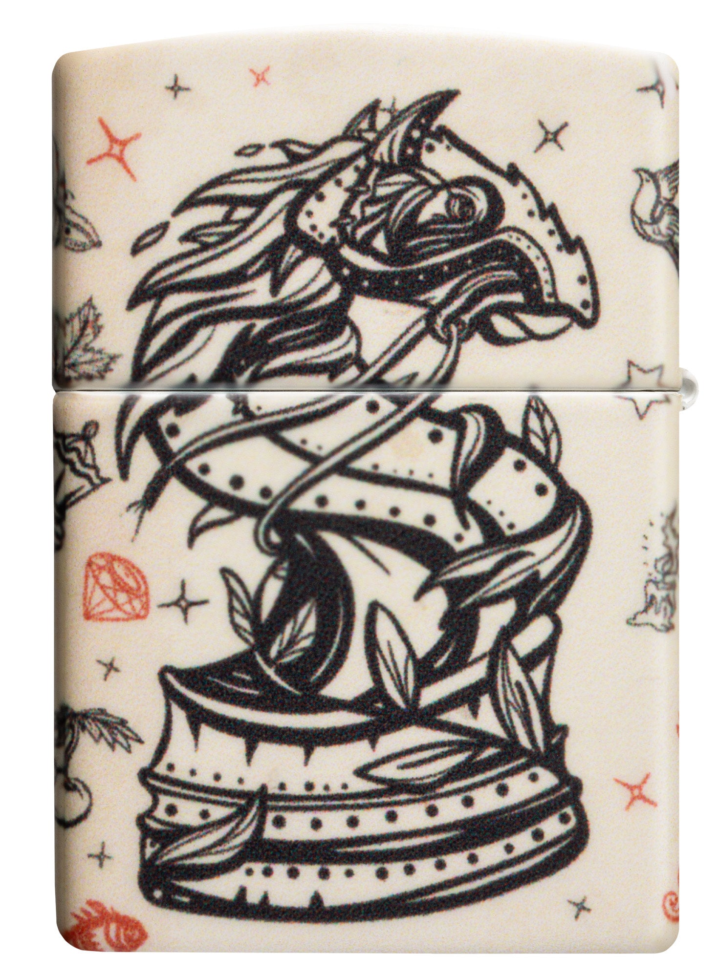 Back view of Zippo Checkmate Design 540 Matte Windproof Lighter.