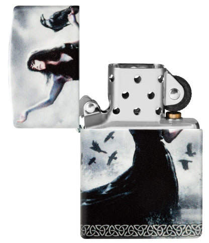Zippo MazziÂ® 540 Matte Windproof Lighter with its lid open and unlit.