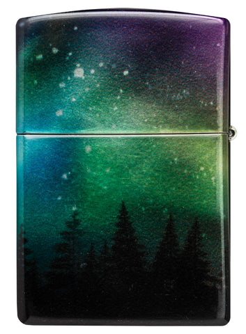 Back view of Zippo Colorful Sky Design 540 Tumbled Chrome Windproof Lighter.