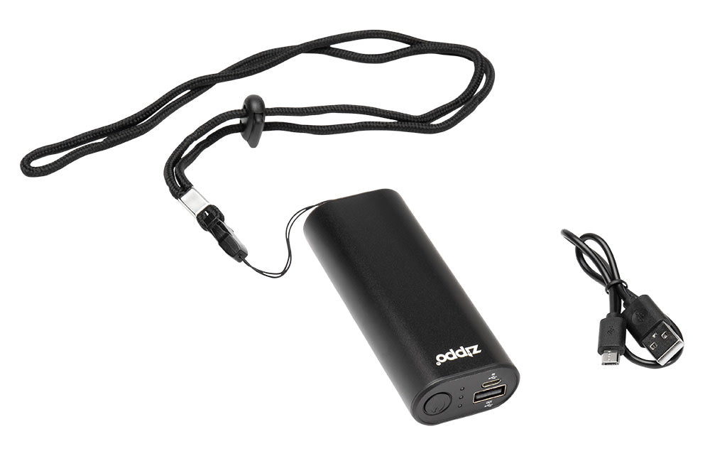 Orange HeatBankÂ® 6 Rechargeable Hand Warmer standing at a slight angle