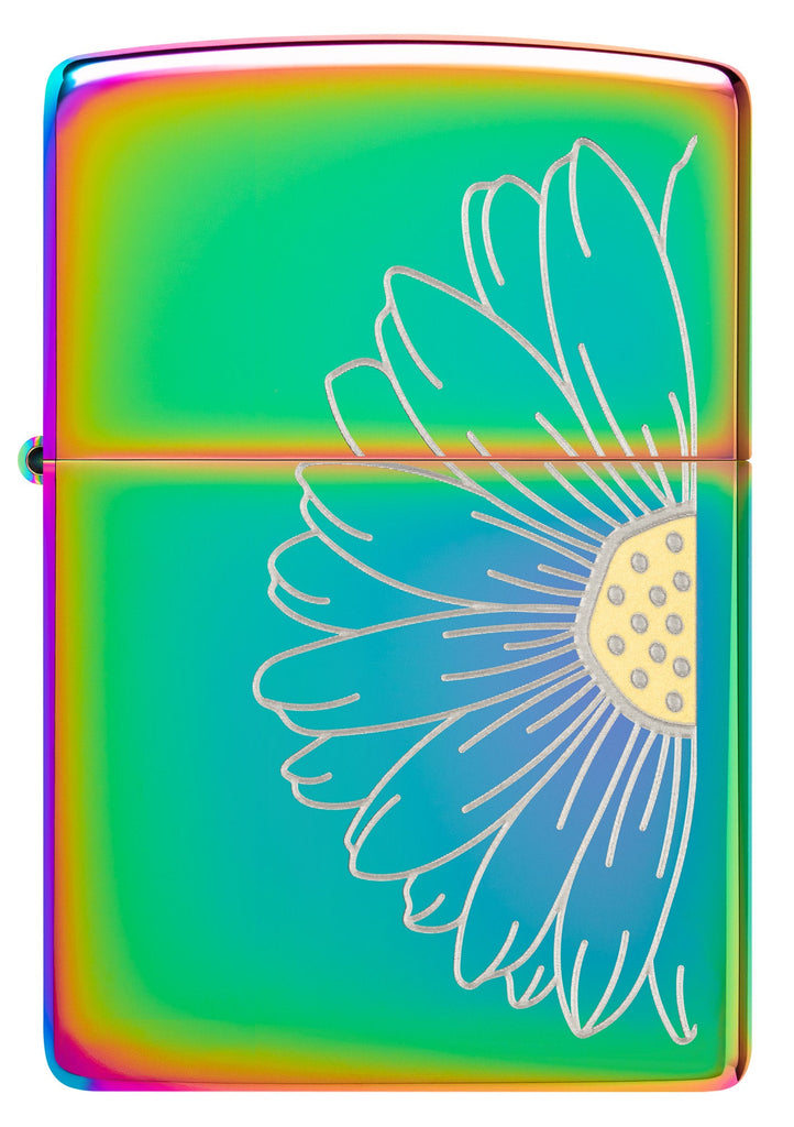 Front view of Zippo Daisy Design Multi Color Windproof Lighter.