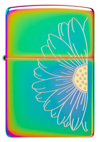 Front view of Zippo Daisy Design Multi Color Windproof Lighter.