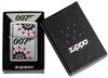 Zippo James Bond Brushed Chrome Windproof Lighter in its packaging.