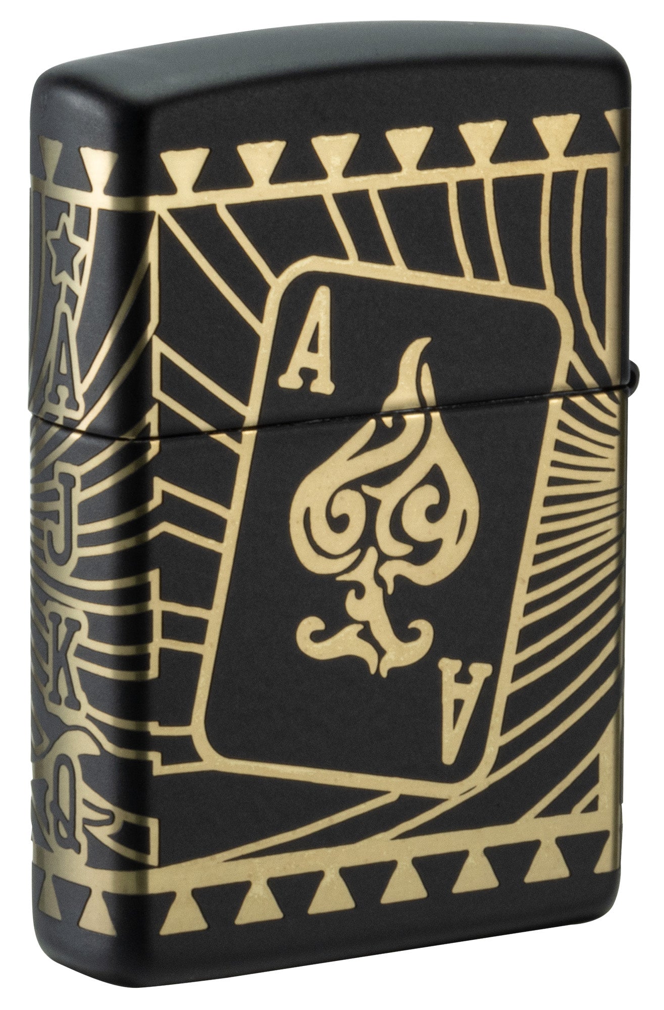 Back shot of Zippo Rick Rietveld Laser 360 Black Matte Windproof Lighter standing at a 3/4 angle.