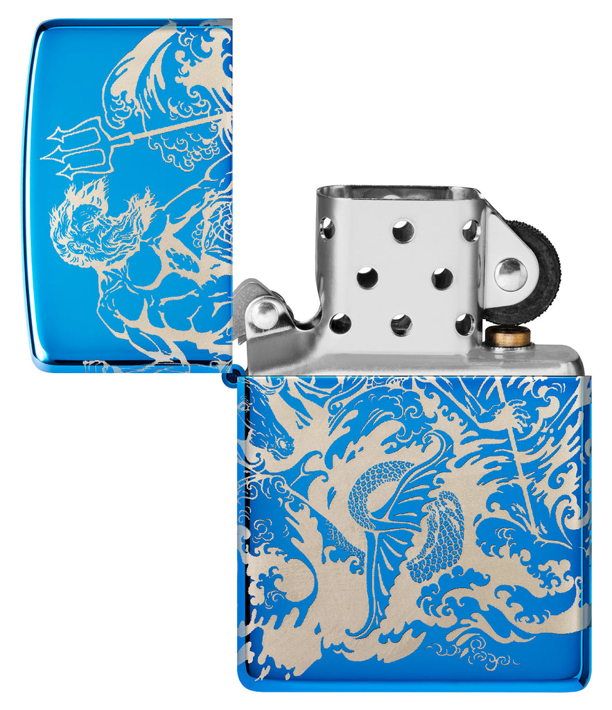 Zippo Atlantis Design High Polish Blue Windproof Lighter | Zippo USA