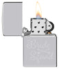 Bridesquad Design Windproof Lighter with its lid open and lit