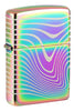 Front shot of Zippo Wavy Pattern Design Multi Color Windproof Lighter standing at a 3/4 angle.