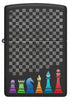 Front view of Zippo Chess Pieces Design Black Matte Windproof Lighter.