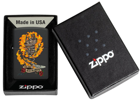 Zippo Rick Rietveld Black Matte Windproof Lighter in its packaging.