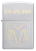 Front shot of Zippo RAM Satin Chrome Windproof Lighter.
