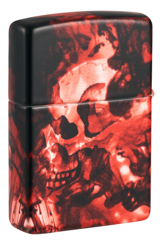 Back shot of Zippo Spooky Skulls 540 Matte Windproof Lighter standing at a 3/4 angle.
