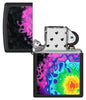 Zippo Pattern Design Black Matte Windproof Lighter with its lid open and unlit.