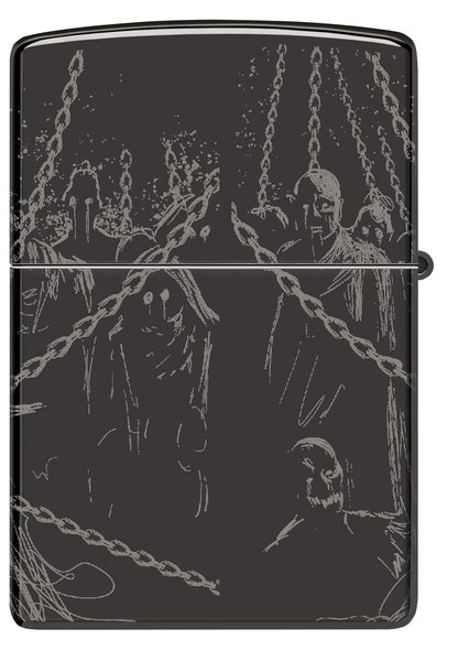 Back view of Zippo Skull King Design High Polish Black Windproof Lighter.