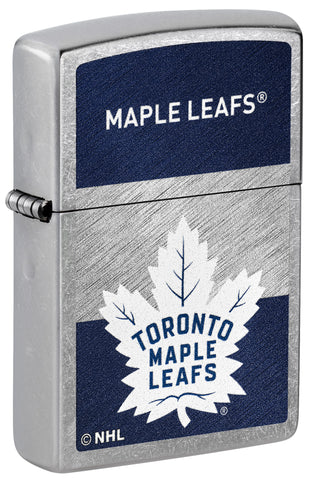 Front shot of NHL® Toronto Maple Leafs Street Chrome™ Windproof Lighter standing at a 3/4 angle