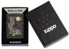 Zippo Western Design High Polish Black Windproof Lighter in its packaging.