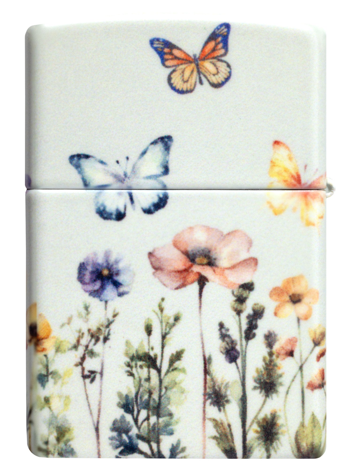Back view of Zippo Glowing Butterflies Design Glow in the Dark Windproof Lighter.