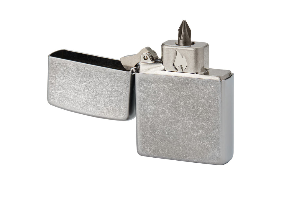 Zippo Bit Safe 4-in-1 Screwdriver Lighter Insert seen inside the lighter case.