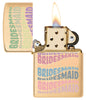 Bridesmaid Design Windproof Lighter with its lid open and lit