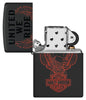 Zippo Harley-Davidson® Black Matte Windproof Lighter with its lid open and unlit.