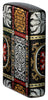 Angled shot of Zippo Tapestry Pattern Design 540 Tumbled Chrome Windproof Lighter showing the front and right side of the lighter.