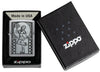 Zippo Roller Waitress Emblem Brushed Chrome Windproof Lighter in its packaging.