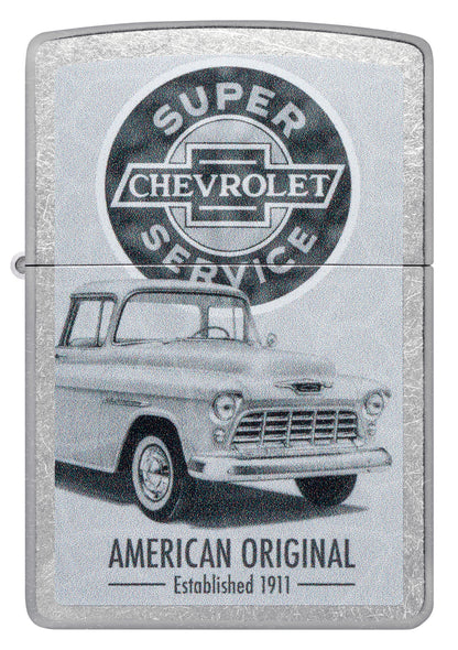 Front shot of Zippo Chevrolet Street Chrome Pocket Lighter.