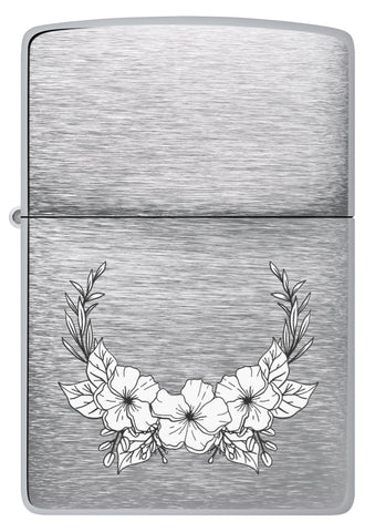 Front of White Flower Design Windproof Lighter