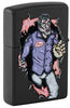 Back shot of Zippo Zombie Escape Black Matte Windproof Lighter standing at a 3/4 angle.