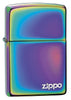 Front shot of Classic Multi Color Zippo Logo Windproof Lighter standing at a 3/4 angle.