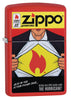 Front shot of Zippo Comic Design Red Matte Windproof Lighter standing at a 3/4 angle