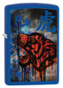 Front shot of Royal Blue Colorful Tiger Design Windproof Lighter standing at a 3/4 angle