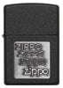 Front view of Black Crackle® Silver Zippo Logo Emblem Windproof Lighter