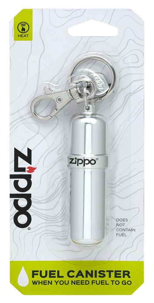 Front view Zippo Fuel Canister in clamshell packaging