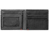 Black Leather Wallet With Cross Wings Metal Plate Design - ID Window inside empty