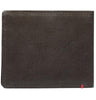 Back of mocha leather Wallet With Cross Wings Metal Plate - ID Window
