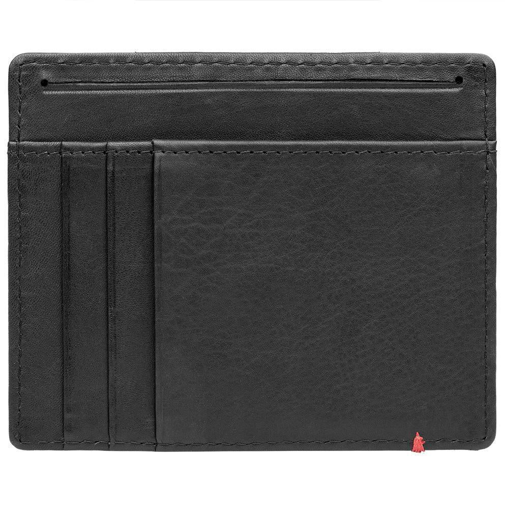 Black Leather Wallet With Cross Wings Metal Plate design minimalist back empty