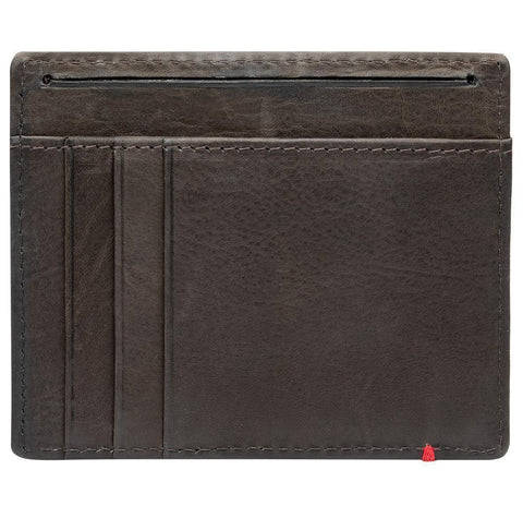 Mocha Leather Wallet With Zippo Flame Metal Plate minimalist back empty