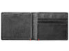 Black Leather Wallet With Viking Metal Plate design cash strap inside empty