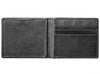 Black Leather Wallet With Spade Skull Metal Plate design cash strap inside empty