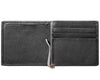 Black Leather Wallet With Anchor Metal Plate design money clip inside empty