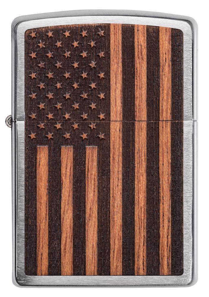 Front view of WOODCHUCK USA American Flag Windproof Lighter