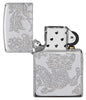 Armor® Dragon and Phoenix Design Windproof Lighter with its lid open and not lit