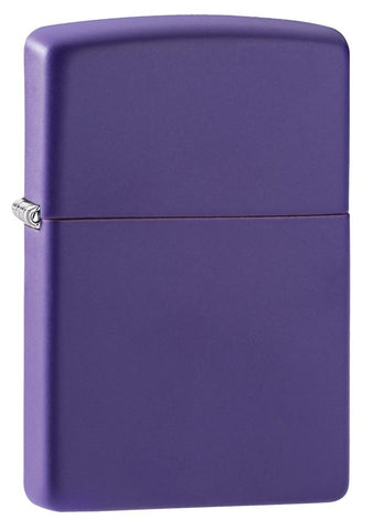 Purple Matte windproof lighter facing forward at a 3/4 angle