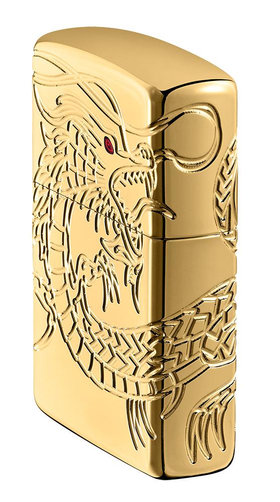 Armor® Asian Dragon 360-Degree Gold-Plate Windproof Lighter
