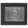 Front of black Leather Wallet With Anchor Metal Plate Design - ID Window