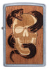 Front view of WOODCHUCK USA Skull & Snake Windproof Lighter