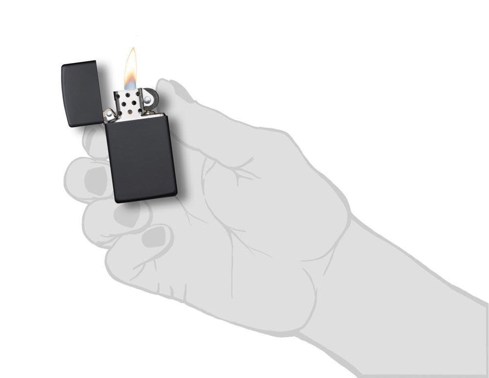 SlimÂ® Black Matte lit in hand