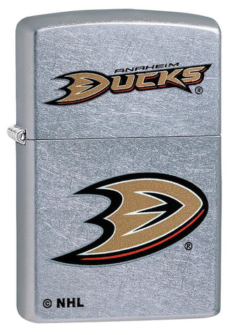 Front shot of ©NHL Anaheim Ducks Street Chrome™ Windproof Lighter standing at a 3/4 angle